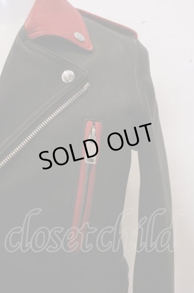 画像2: Moonage Devilment(清春) ジャケット.コンビレザーダブルライダース /ブラックｘレッド/44 O-23-02-14-026-Mo-ja-YM-ZT-ML024 (2)