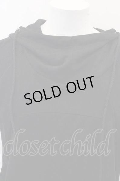 画像2: anko ROCK パーカー.ボリュームフード変形半袖 /ブラック/ O-23-02-17-005-an-to-YM-ZT293 (2)