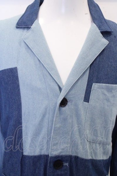 画像2: NO ID. コート.パッチワークデニムチェスターシャツ /ブルー/1 O-23-02-27-018-NO-ou-YM-ZT279 (2)