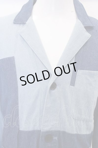 画像2: NO ID. コート.パッチワークデニムチェスターシャツ /ブルー/1 O-23-02-27-018-NO-ou-YM-ZT279 (2)