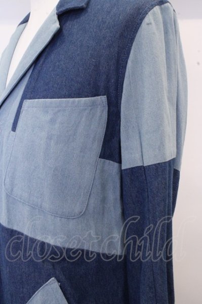 画像3: NO ID. コート.パッチワークデニムチェスターシャツ /ブルー/1 O-23-02-27-018-NO-ou-YM-ZT279 (3)