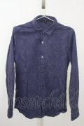 【WINTERセール】NO ID. シャツ.花柄刺繍ショートカラー /ブルーグレー/1 T-23-02-28-006-NO-sh-KN-ZT161