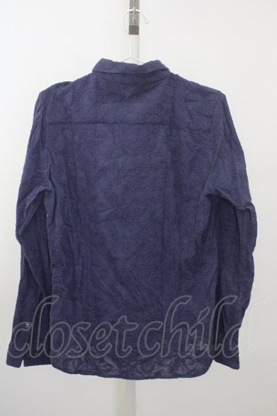 画像2: NO ID. シャツ.花柄刺繍ショートカラー /ブルーグレー/1 T-23-02-28-006-NO-sh-KN-ZT161 (2)