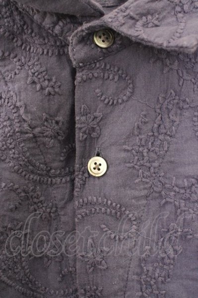 画像4: NO ID. シャツ.花柄刺繍ショートカラー /ブルーグレー/1 T-23-02-28-006-NO-sh-KN-ZT161 (4)