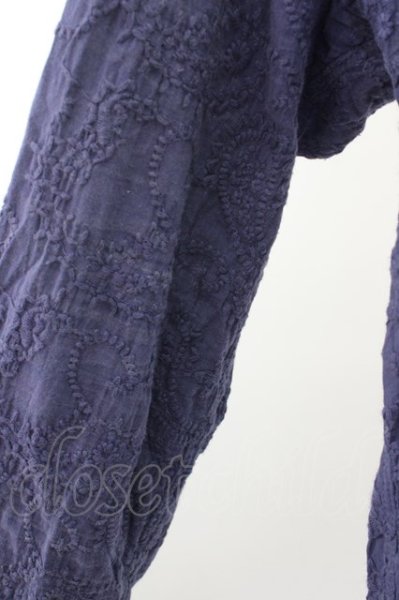 画像5: NO ID. シャツ.花柄刺繍ショートカラー /ブルーグレー/1 T-23-02-28-006-NO-sh-KN-ZT161 (5)