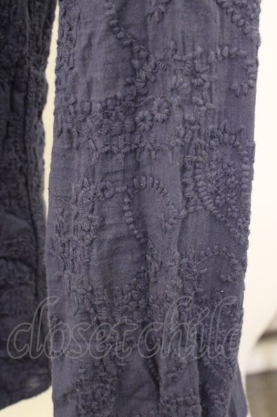画像6: NO ID. シャツ.花柄刺繍ショートカラー /ブルーグレー/1 T-23-02-28-006-NO-sh-KN-ZT161 (6)
