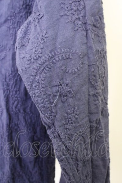 画像7: NO ID. シャツ.花柄刺繍ショートカラー /ブルーグレー/1 T-23-02-28-006-NO-sh-KN-ZT161 (7)