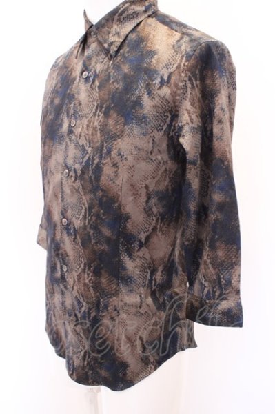 画像3: TORNADO MART シャツ.パイソンプリント /ブラウンｘネイビー/M O-23-03-01-070-TO-sh-YM-ZT258 (3)