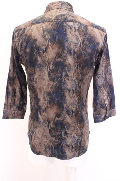 画像4: TORNADO MART シャツ.パイソンプリント /ブラウンｘネイビー/M O-23-03-01-070-TO-sh-YM-ZT258 (4)