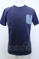 【SALE】CavariA Tシャツ.ウォッシュデニム /ネイビー/46 O-23-03-14-083-Ca-ts-YM-ZT034