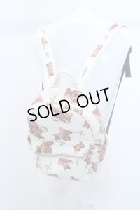 【セール】TRAVAS TOKYO バッグ.クマ総柄PUレザーモアコンパクトバックパック /ホワイト/ O-23-03-14-176-TR-ba-YM-ZT033