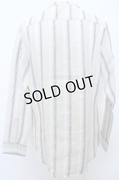 画像2: CavariA シャツ.ノーカラーリネンストライプ /ライトモカ/46 O-23-03-17-053-Ca-sh-YM-ZT406 (2)