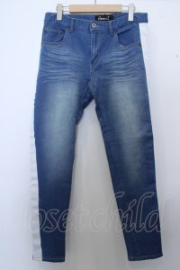 【WINTERセール】CavariA パンツ.サイドラインテープカットデニム /ブルー/46 O-23-03-17-087-Ca-pa-YM-ZT066