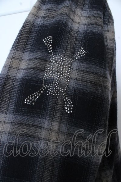 画像2: Roen シャツ.スワロスキースカルチェックネル /ブラック/M O-23-03-22-037-Ro-sh-YM-ZT081 (2)