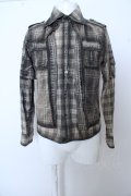 【WINTERセール】Roen シャツ.TARTAN SKULL SHIRT /アイボリー/44 O-23-03-22-040-Ro-sh-YM-ZT081
