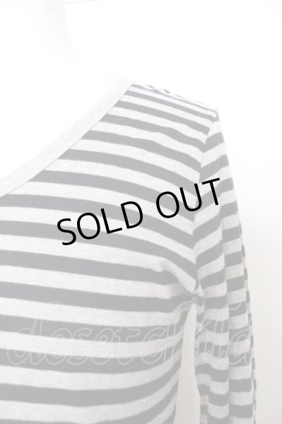 画像2: NO ID. BLACK カットソー.C天竺ボーダーラウンドU /ブラックｘグレー/1 O-23-04-06-011-NO-to-YM-ZT225 (2)