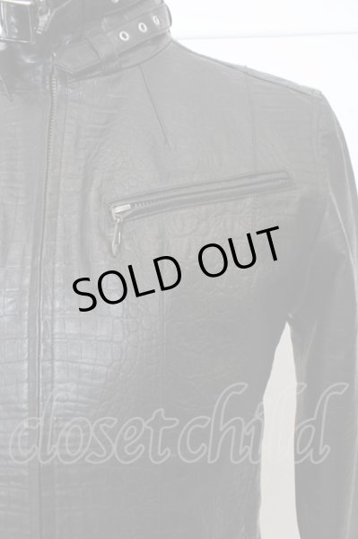 画像2: TORNADO MART ジャケット.クロコエンボスシングルレザーブルゾン /ブラック/L O-23-04-13-019-TO-ja-YM-ZT200 (2)