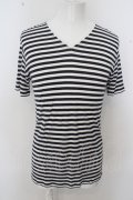【WINTERセール】NO ID. Tシャツ.ブライトボーダー天竺 /ホワイトｘブラック/3 O-23-04-15-034-NO-ts-YM-ZT103