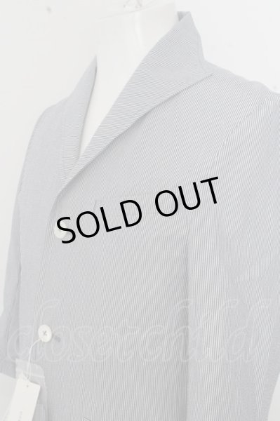 画像2: GOSTAR DE FUGA ジャケット.ストレッチシアサッカーイタリアンカラー7分袖 /ホワイトｘネイビー/44 O-23-04-15-037-GO-ja-YM-ZT171 (2)