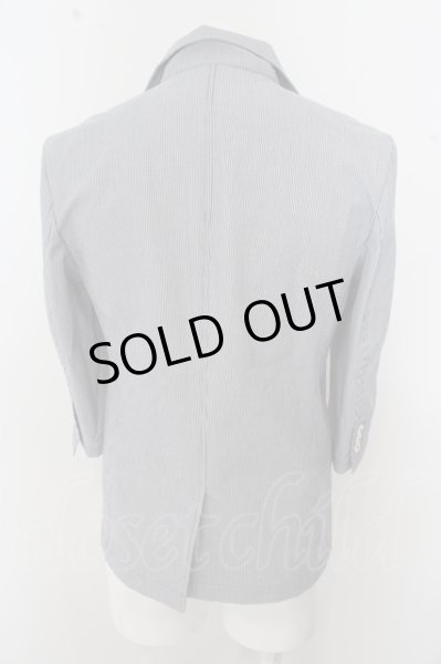 画像4: GOSTAR DE FUGA ジャケット.ストレッチシアサッカーイタリアンカラー7分袖 /ホワイトｘネイビー/44 O-23-04-15-037-GO-ja-YM-ZT171 (4)