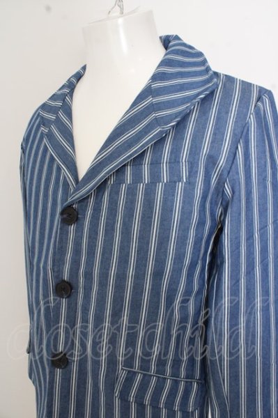 画像2: CavariA ジャケット.デニムストライプワイヤー入りイタリアンカラー /ネイビー/46 O-23-04-15-022-Ca-ja-YM-ZT103 (2)