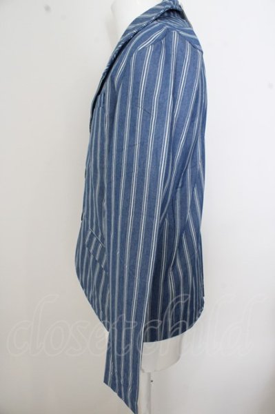 画像3: CavariA ジャケット.デニムストライプワイヤー入りイタリアンカラー /ネイビー/46 O-23-04-15-022-Ca-ja-YM-ZT103 (3)