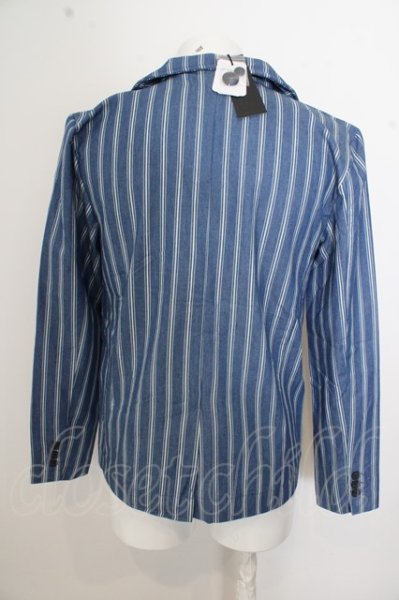 画像4: CavariA ジャケット.デニムストライプワイヤー入りイタリアンカラー /ネイビー/46 O-23-04-15-022-Ca-ja-YM-ZT103 (4)