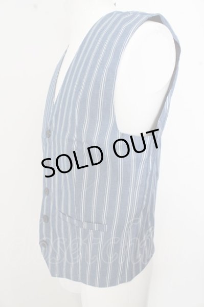 画像2: CavariA ベスト.デニムストライプ柄 /ネイビー/46 O-23-04-15-024-Ca-to-YM-ZT103 (2)