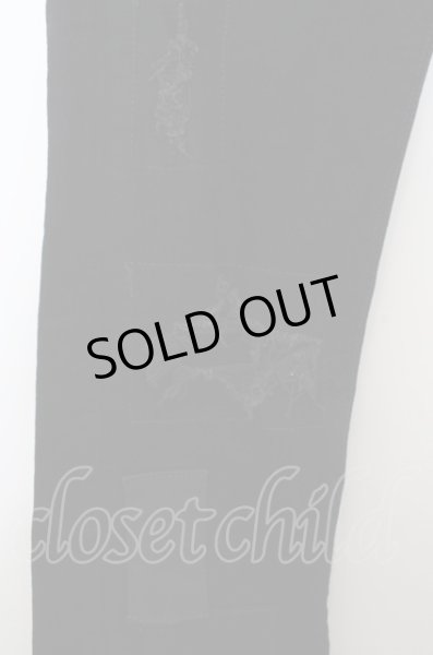 画像2: Black by VANQUISH パンツ.レザーパッチリメイクストレッチスキニー /ブラック/28 O-23-05-24-044-Bl-pa-YM-ZT-ML001 (2)