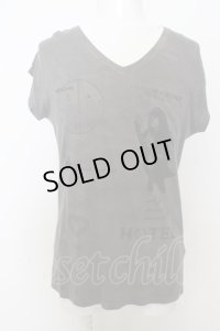 【SALE】Moonage Devilment(清春) Tシャツ.プリントポケット /チャコール/S O-23-05-24-007-Mo-ts-YM-ZT48