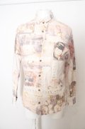 【WINTERセール】maxsix シャツ.NEWSPAPER /パターン(ピンクベージュ系/M O-23-05-24-015-ma-sh-YM-ZT047