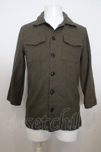 【SALE】NO ID. シャツ.ミリタリー7部袖 /カーキ/1 O-23-05-29-053-NO-sh-YM-ZT254