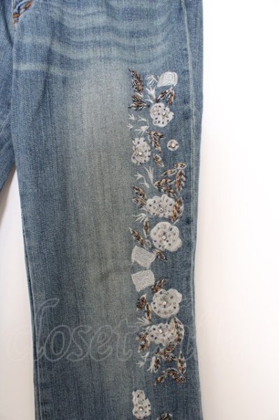 画像2: TORNADO MART パンツ.ビーズ刺繍フレアデニム /ライトインディゴ/L O-23-06-12-032-TO-pa-YM-ZT156 (2)