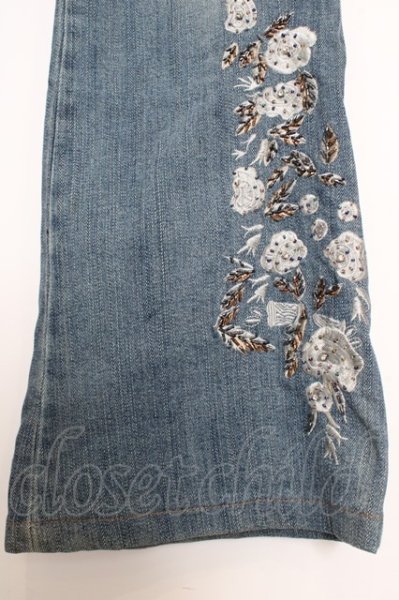 画像4: TORNADO MART パンツ.ビーズ刺繍フレアデニム /ライトインディゴ/L O-23-06-12-032-TO-pa-YM-ZT156 (4)