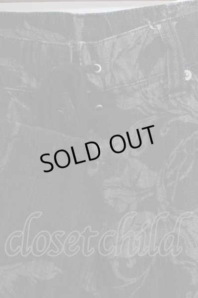 画像3: TORNADO MART パンツ.レースアップボタニカルフレアデニム /ブラック/M O-23-06-12-040-TO-pa-YM-ZT463 (3)