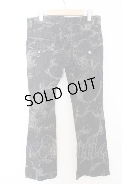 画像4: TORNADO MART パンツ.レースアップボタニカルフレアデニム /ブラック/M O-23-06-12-040-TO-pa-YM-ZT463 (4)