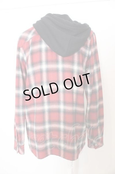 画像3: NO ID. BLACK シャツ.フード付きネルチェック /ブラックｘレッド/1 O-23-06-16-009-NO-sh-YM-ZT226 (3)