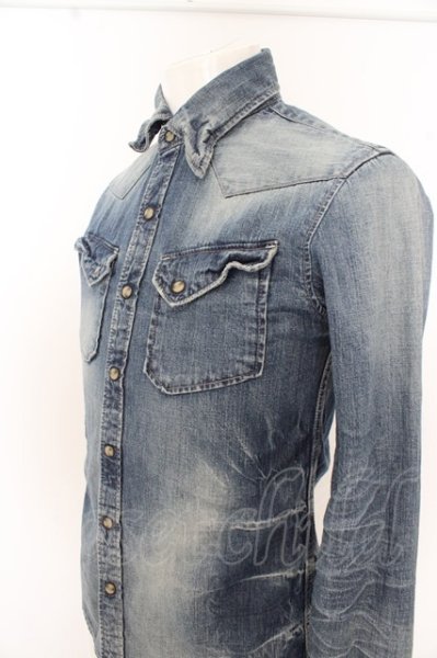 画像2: GOSTAR DE FUGA シャツ. Imitation デニムシャツ'12AW /インディゴ/44 O-23-06-18-034-GO-sh-YM-ZT220 (2)