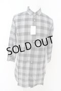 【SALE】NO ID. シャツ.【タグ付き】チェックガーゼショートカラー7分袖ロング /ブラック/1 O-23-06-18-009-NO-sh-YM-ZT247