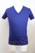 【セール】MURDER LICENSE Tシャツ.【タグ付き】パイピングVネック /ブルー/44 O-23-06-19-028-MU-ts-YM-ZT195
