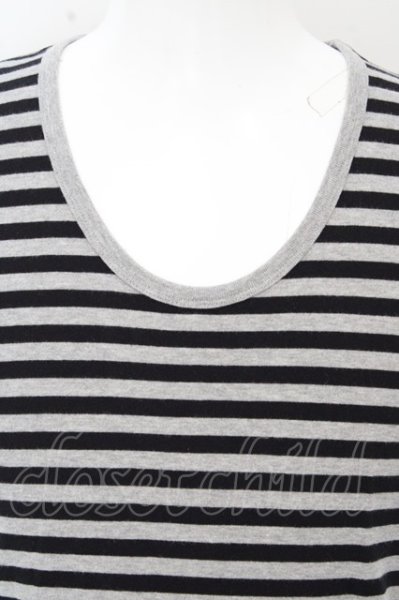 画像2: NO ID. BLACK Tシャツ.C天竺ボーダーラウンドU/N /グレーxブラック/1 O-23-06-24-119-NO-ts-YM-ZT225 (2)