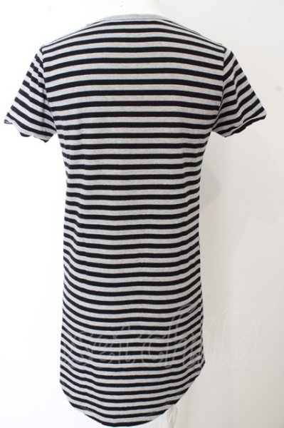 画像4: NO ID. BLACK Tシャツ.C天竺ボーダーラウンドU/N /グレーxブラック/1 O-23-06-24-119-NO-ts-YM-ZT225 (4)