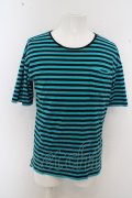 【セール】Moonage Devilment(清春) Tシャツ.ルーズボーダー /ブラックｘブルー/46 O-23-06-30-036-Mo-ts-YM-ZT270