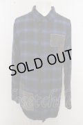 【セール】DANKE SCHON シャツ.ダメージパッチロング /ブルー/F O-23-06-30-047-DA-sh-YM-ZT278
