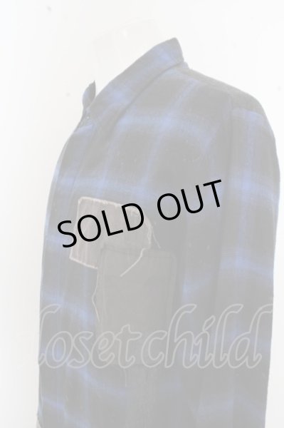 画像2: DANKE SCHON シャツ.ダメージパッチロング /ブルー/F O-23-06-30-047-DA-sh-YM-ZT278 (2)