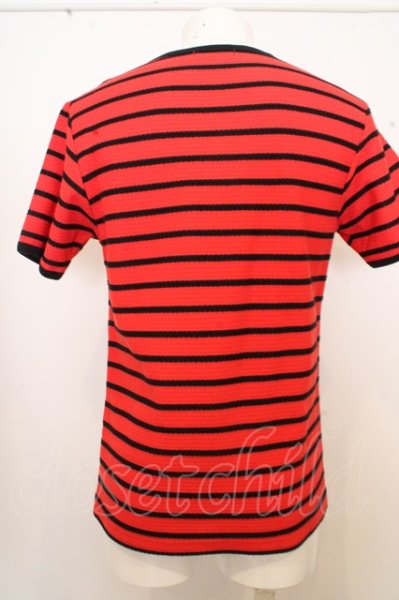 画像3: 5351pour les Hommes Tシャツ.チェーンボーダーメッシュクルーネック /レッドxブラック/2 O-23-06-30-061-53-ts-YM-ZT281 (3)