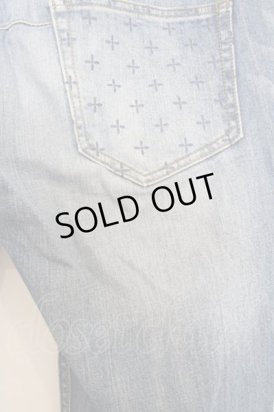 画像2: NUMBER (N)INE パンツ.クロス柄ポケットダメージテーパードデニム /インディゴ/M O-23-06-30-074-NU-pa-YM-ZT278 (2)