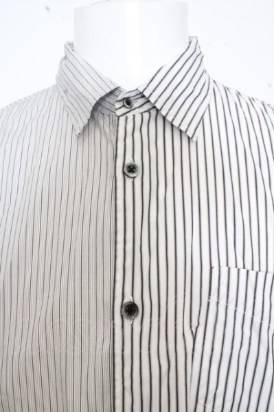 画像2: FUGA シャツ.ビッグシルエット切り替えマルチストライプ半袖 /ブラック/46 O-23-06-30-138-FU-sh-YM-ZT275 (2)