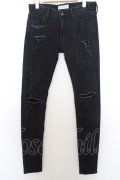 【SALE】VANQUISH パンツ.Shotgun Damagepower Stretch Needle Skinny /ブラック/28 O-23-07-04-018-VA-pa-YM-ZT263