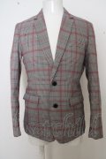 【セール】VANQUISH ジャケット.チェック柄テーラード'18SS /グレーｘレッド/M O-23-07-11-007-VA-ja-YM-ZT373